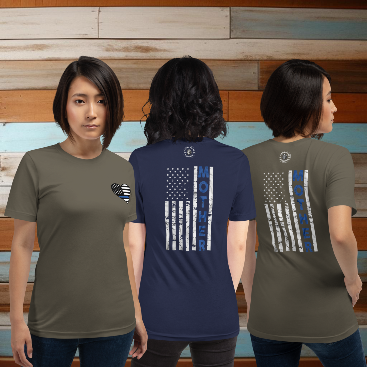 Mother Blue Line Flag Law Enforcement Tee Shirt for Mother's Day - Support Police Moms