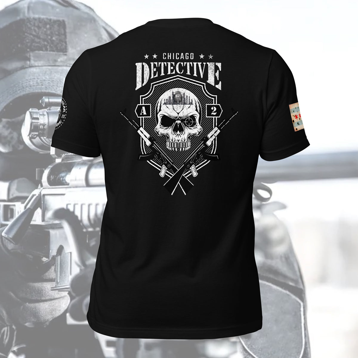 Area 2 - Chicago Police Detective Division Area 2 “Sniper Skull” T-Shirt by Alpha Wear