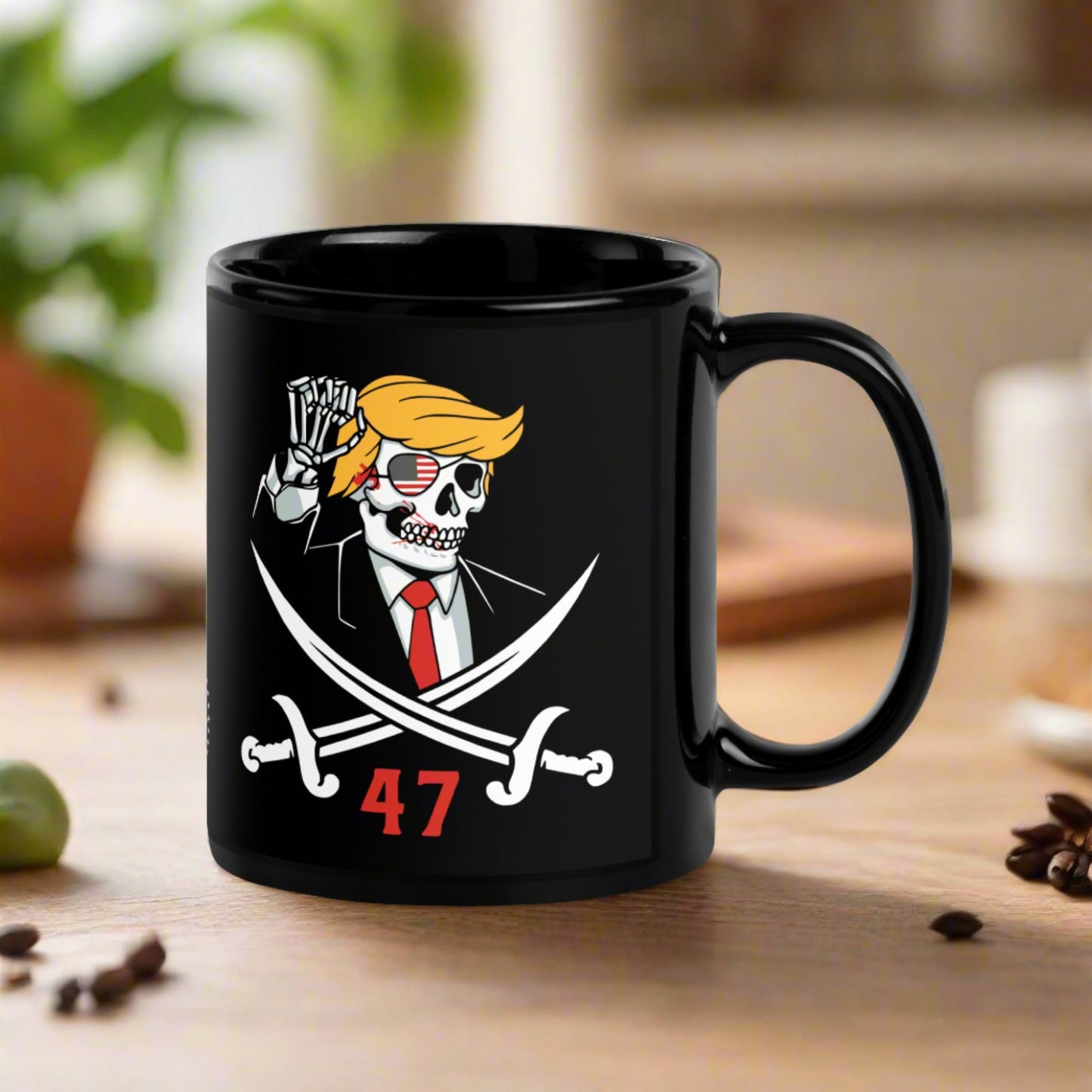 Trump 2024 47 Skeleton Black Glossy Coffee Mug