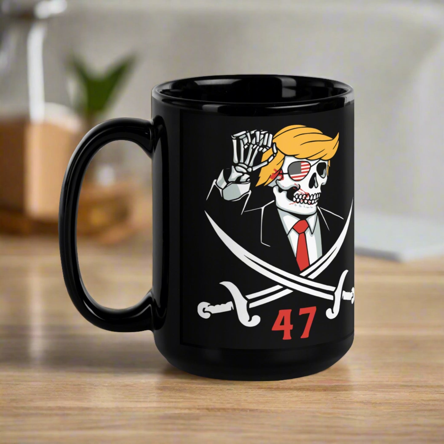 Trump 2024 47 Skeleton Black Glossy Coffee Mug