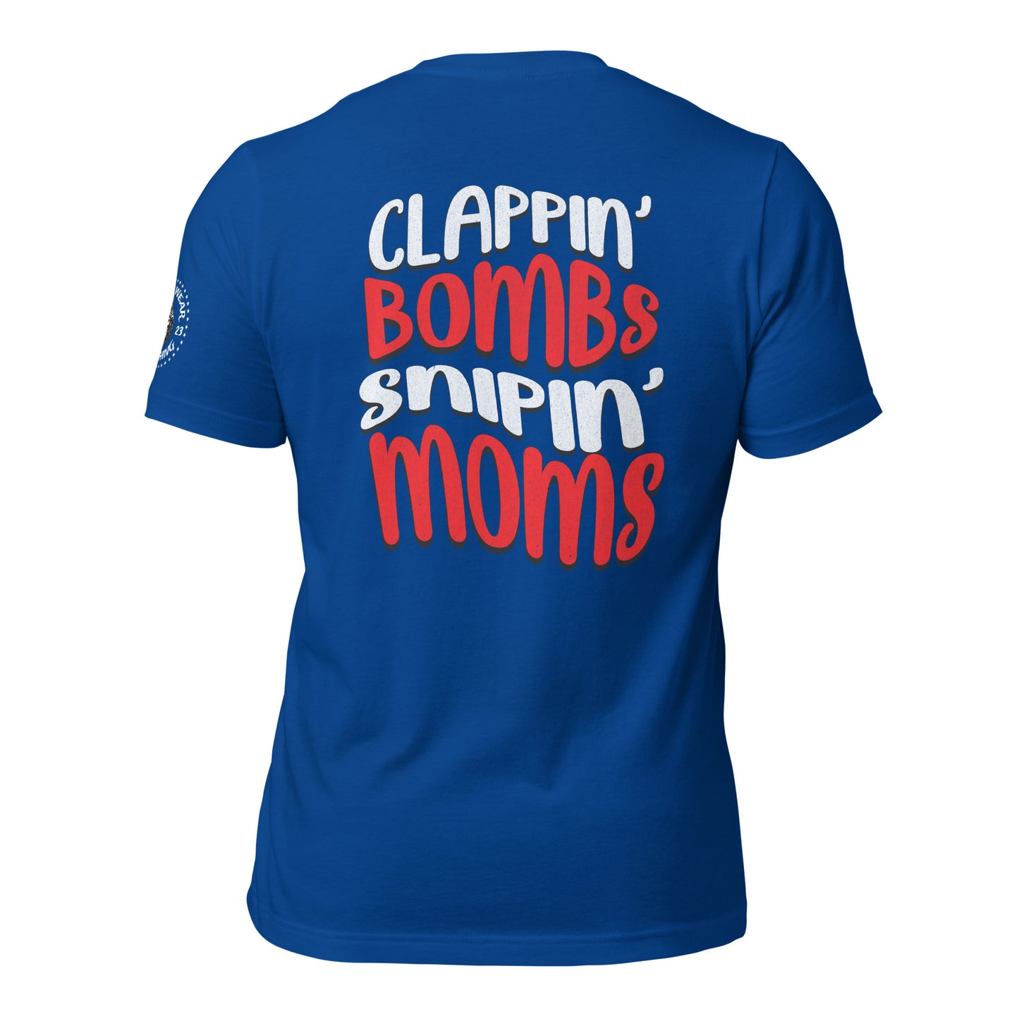 Alpha Wear Original “Clappin Bombs Snipin Moms” Tee Shirt (RED)