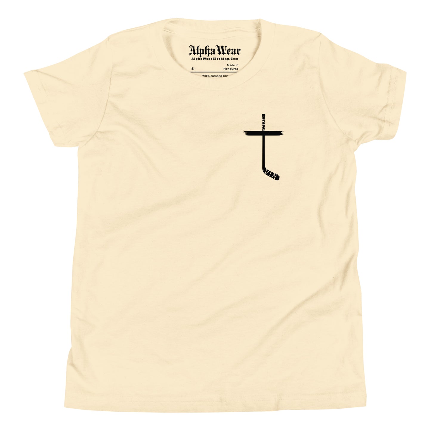 Youth Short Sleeve "Hockey Jesus Cross” T-Shirt by Alpha Wear