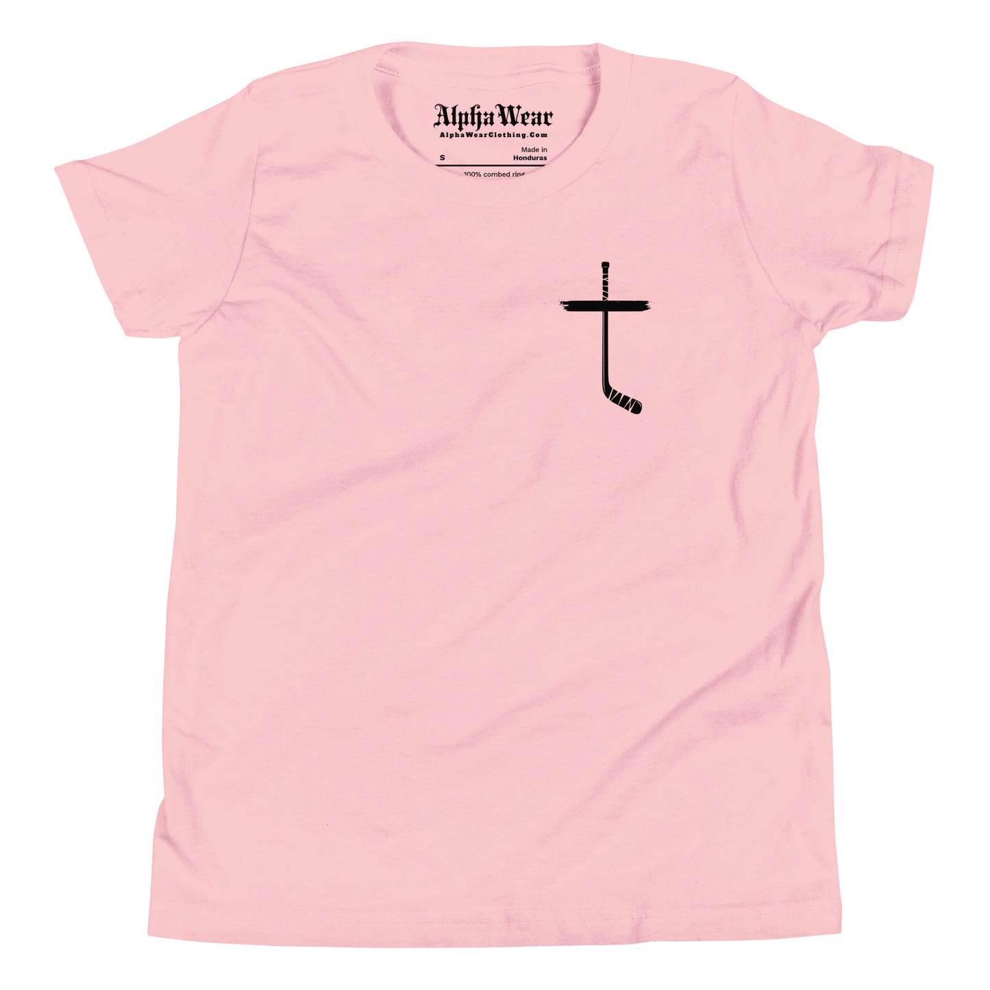 Youth Short Sleeve "Hockey Jesus Cross” T-Shirt by Alpha Wear
