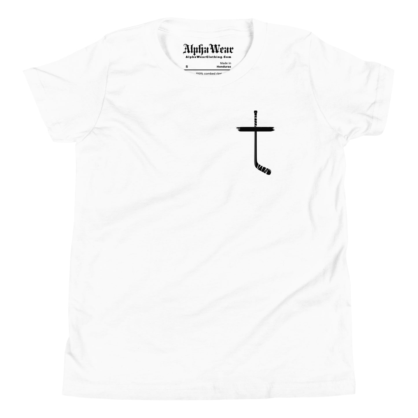 Youth Short Sleeve "Hockey Jesus Cross” T-Shirt by Alpha Wear