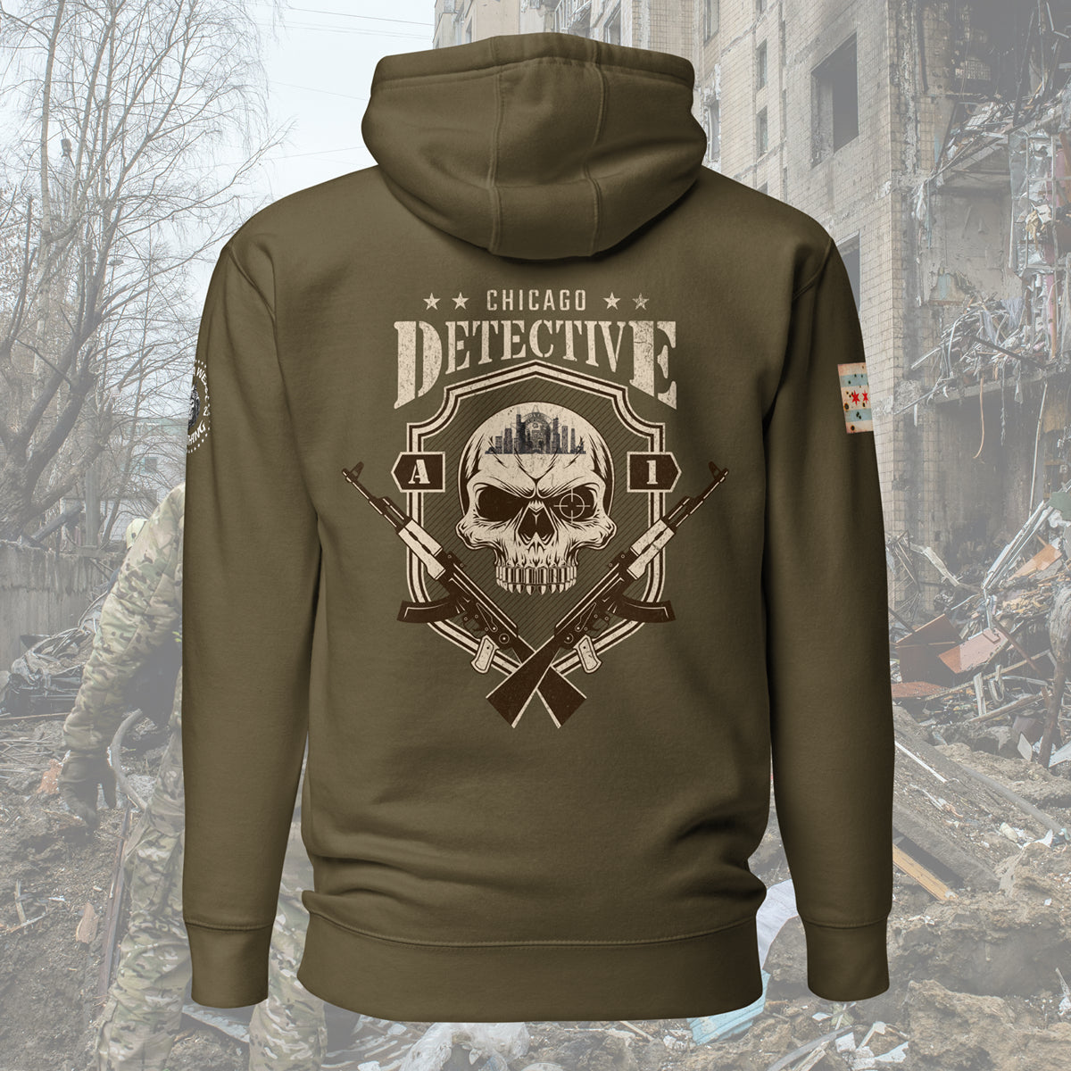 Area 1 - Chicago Police Detective Division Area 1 “Sniper Skull” Hoodie by Alpha Wear