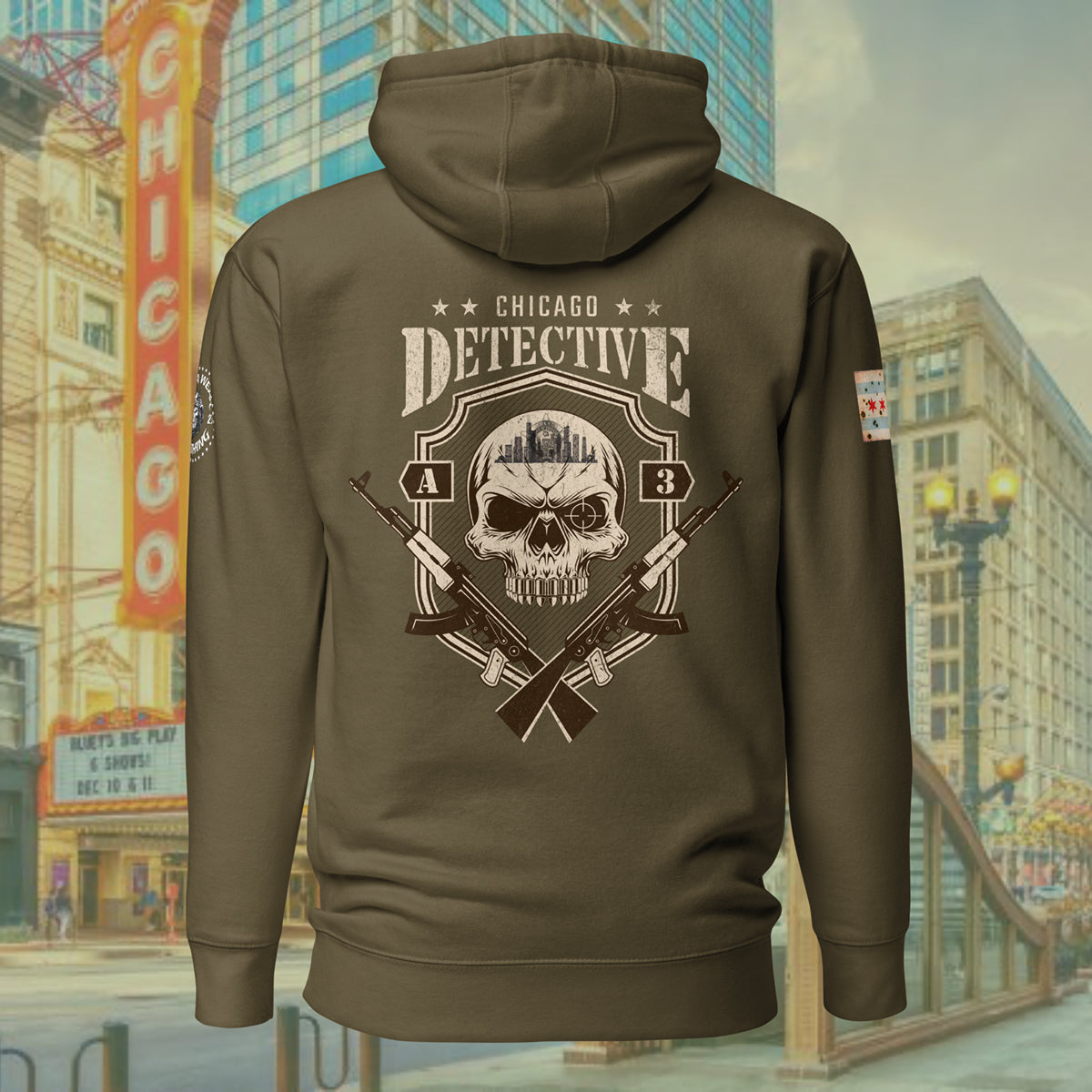 Area 3 - Chicago Police Detective Division Area 3 “Sniper Skull” Hoodie by Alpha Wear