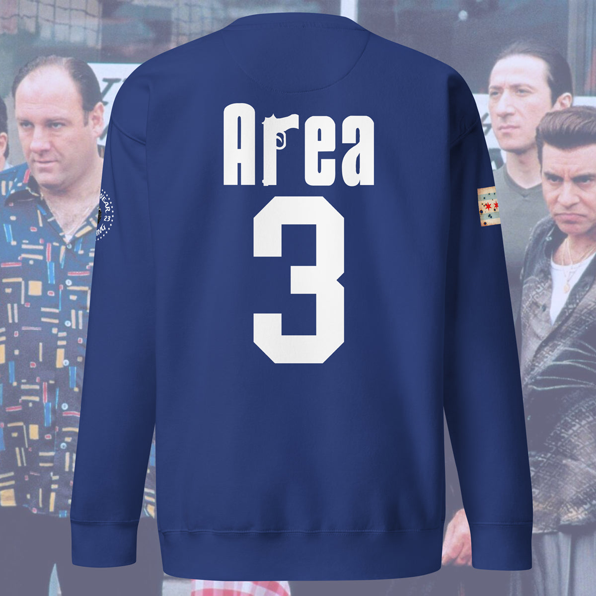 Area 3 - Chicago Police Detective Division Area 3 Sopranos Inspired Crewneck Sweatshirt By Alpha Wear