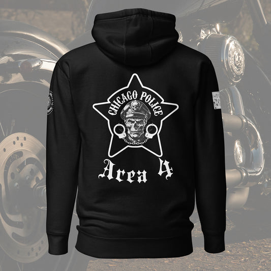 Area 4 - Chicago Police Detective Division Area 4 Biker Inspired Hoodie By Alpha Wear