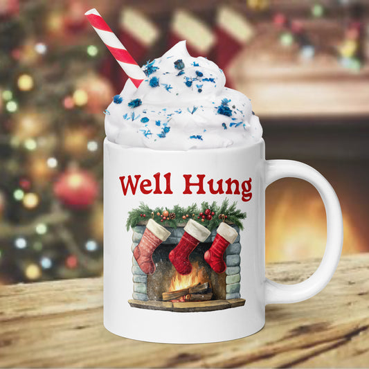 “Well Hung” Funny Christmas Holiday Coffee Mug Cup by Alpha Wear