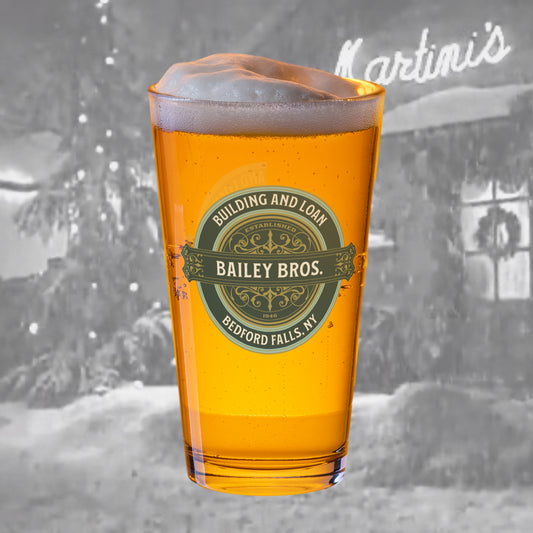 It’s a Wonderful Life “Bailey Bros” Christmas Holiday Pint Glass Mug by Alpha Wear