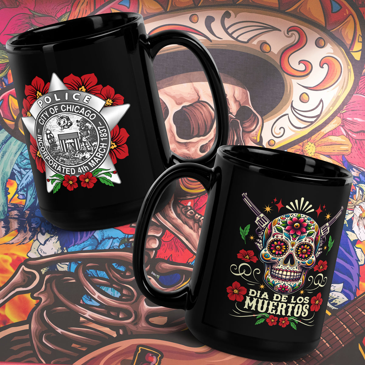 Chicago Police Día de los Muertos Ceramic Coffee Mug