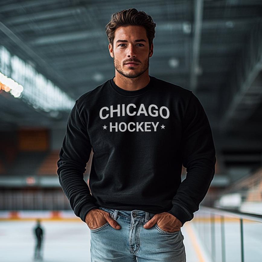 Chicago Hockey Basic Crewneck Heavy Weight Long Sleeve T-Shirt by Alpha Hockey Club