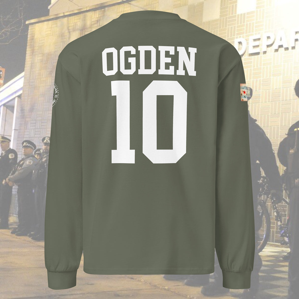 District 010 - Chicago Police 010th District Ogden Heavy Weight Long Sleeve T-Shirt by Alpha Wear