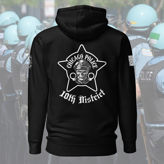 District 010 - Chicago Police 010th District Marquette Ogden - Biker Inspired Hoodie by Alpha Wear