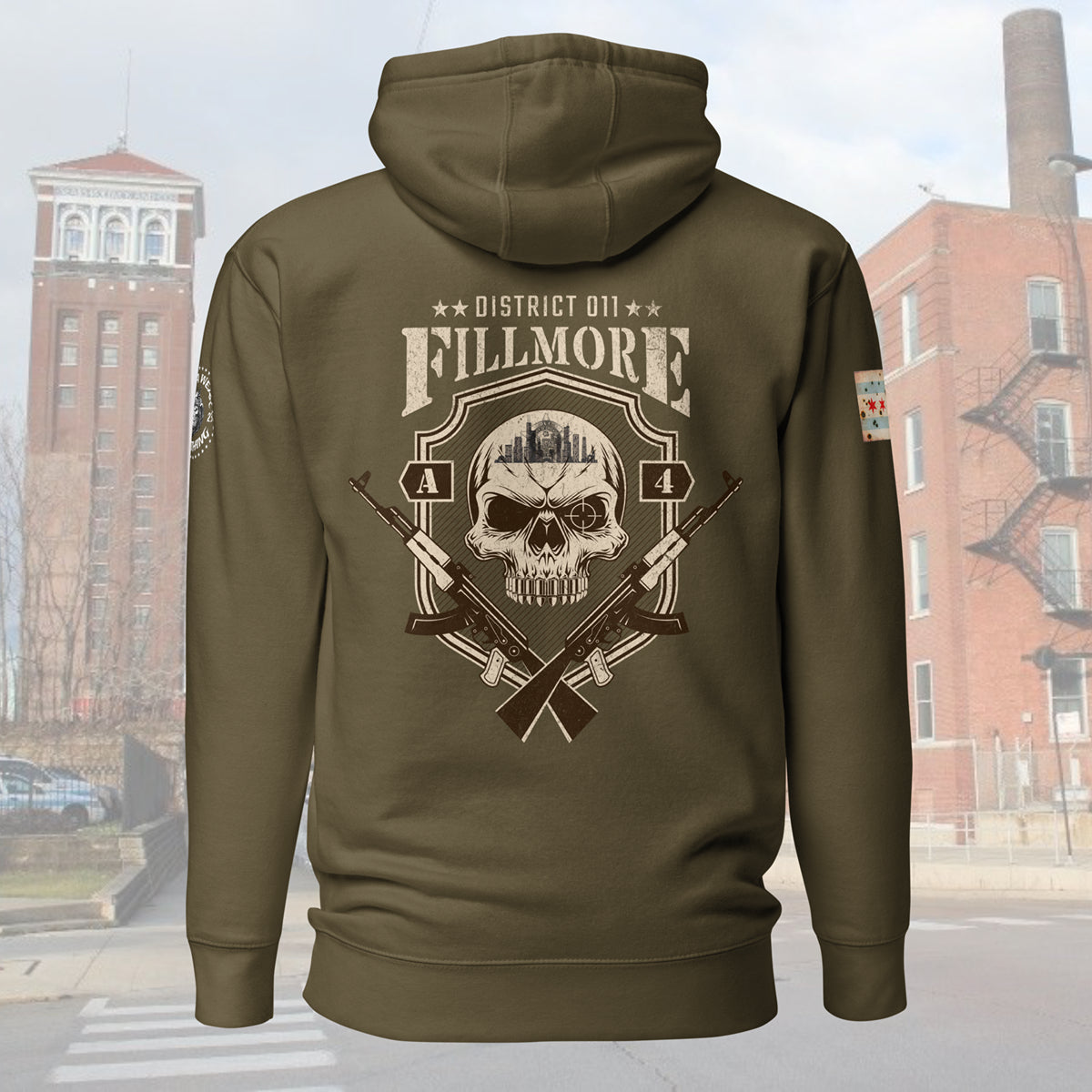 District 011 - Chicago Police 011th District Fillmore “Sniper Skull” Hoodie by Alpha Wear