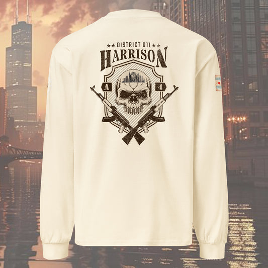 District 011 - Chicago Police 011th District Harrison “Sniper Skull” Heavy Weight Long Sleeve T-Shirt by Alpha Wear