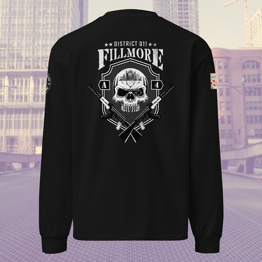 District 011 - Chicago Police 011th District Fillmore “Sniper Skull” Heavy Weight Long Sleeve T-Shirt by Alpha Wear