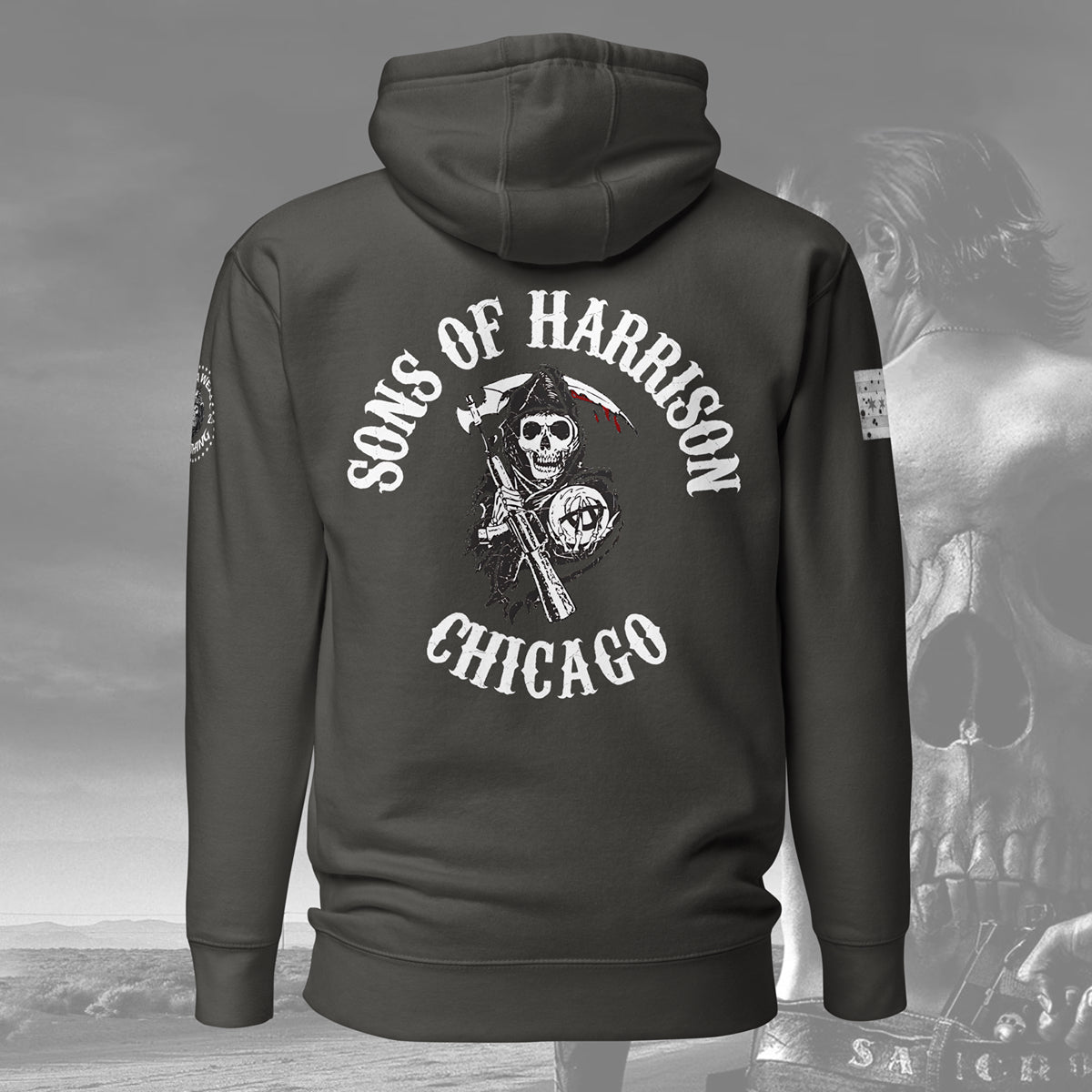 District 011 - Chicago Police 011th District Harrison Sons of Anarchy Hoodie by Alpha Wear