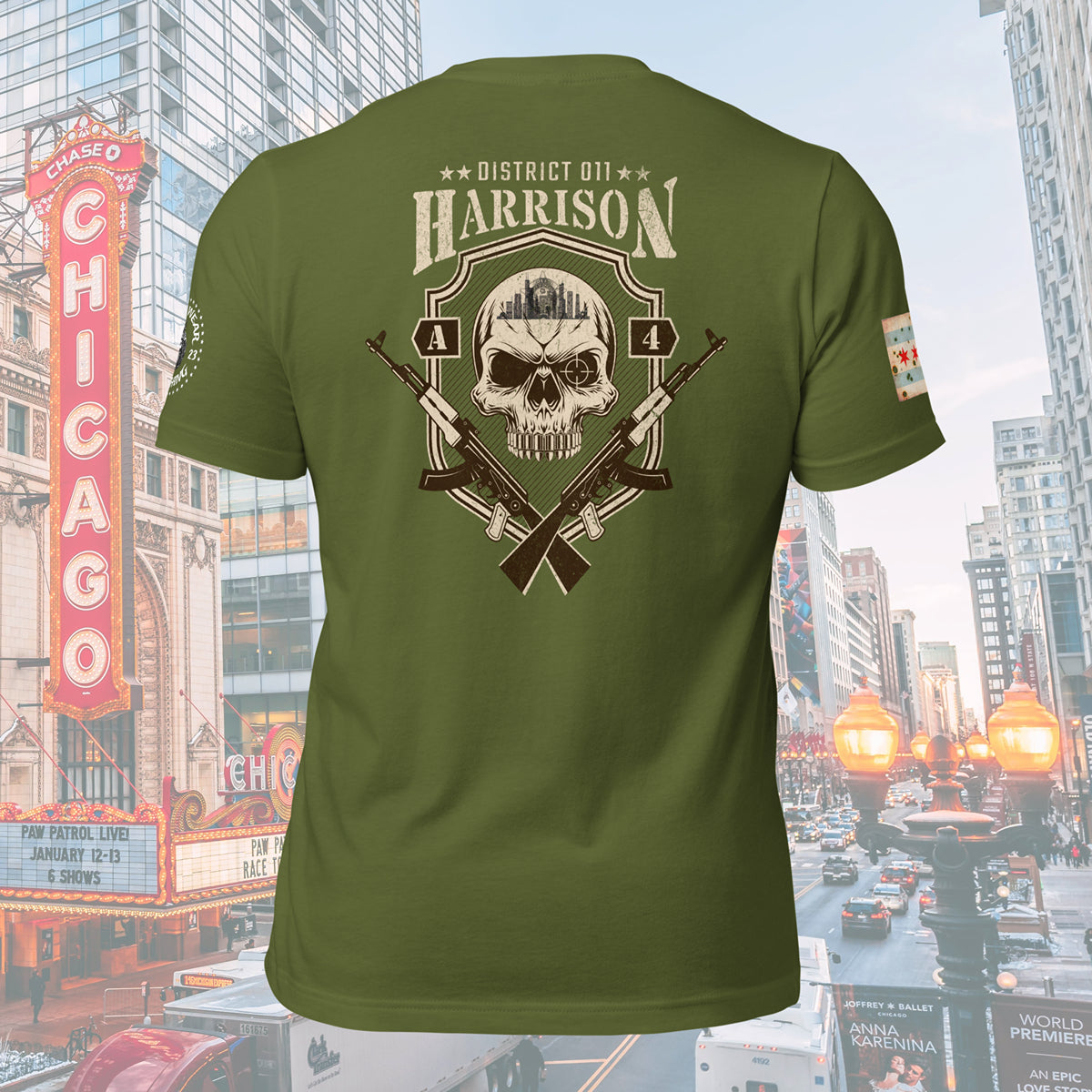 District 011 - Chicago Police 011th District Harrison “Sniper Skull” T-Shirt by Alpha Wear