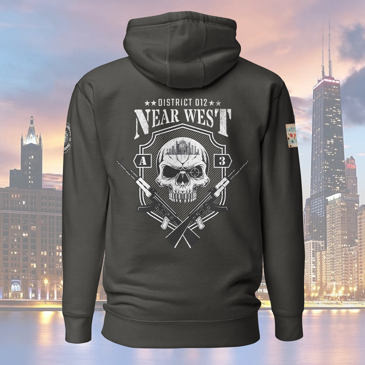 District 012 - Chicago Police 012th District Near West “Sniper Skull” Hoodie by Alpha Wear