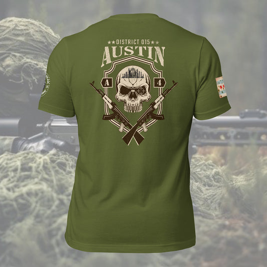 District 015 - Chicago Police 015th District Austin “Sniper Skull” T-Shirt by Alpha Wear