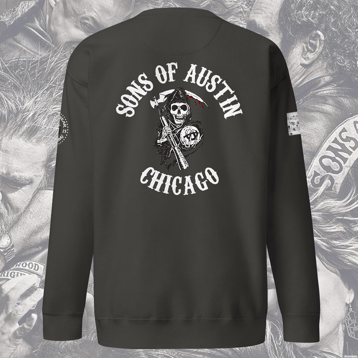 District 015 - Chicago Police 015th District Austin Sons of Anarchy Crewneck Sweatshirt by Alpha Wear