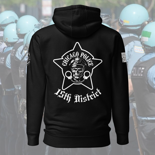 District 015 - Chicago Police 015th District Austin - CPD Biker Inspired Hoodie By Alpha Wear