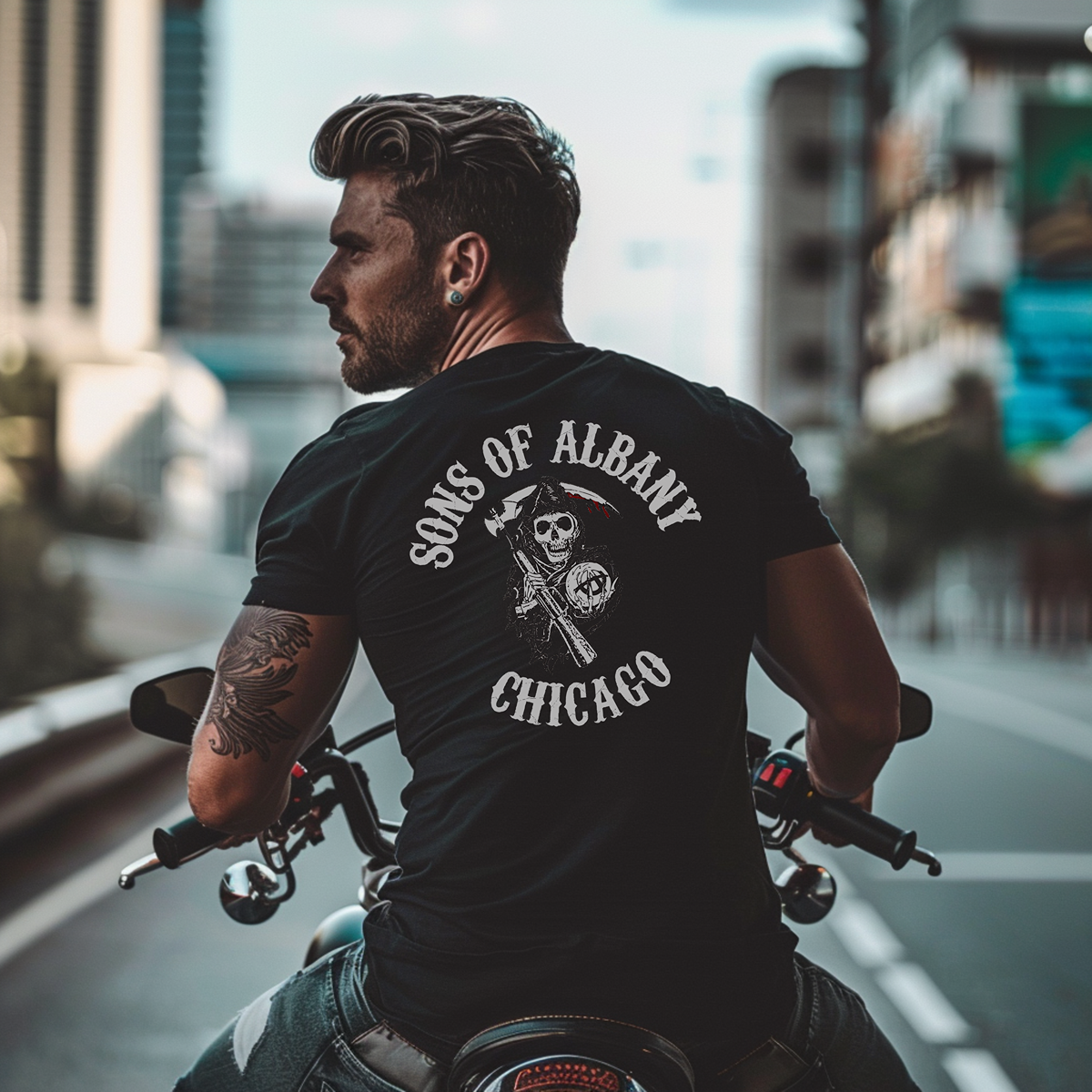 District 017 - Albany Park Chicago Police Sons of Anarchy Inspired Tee Shirt