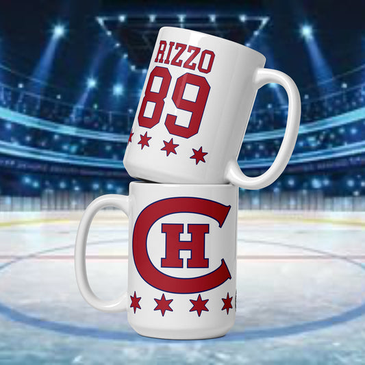 Old Time Hockey Chicago Hockey Club Customizable  Coffee Mug by Alpha Hockey Club