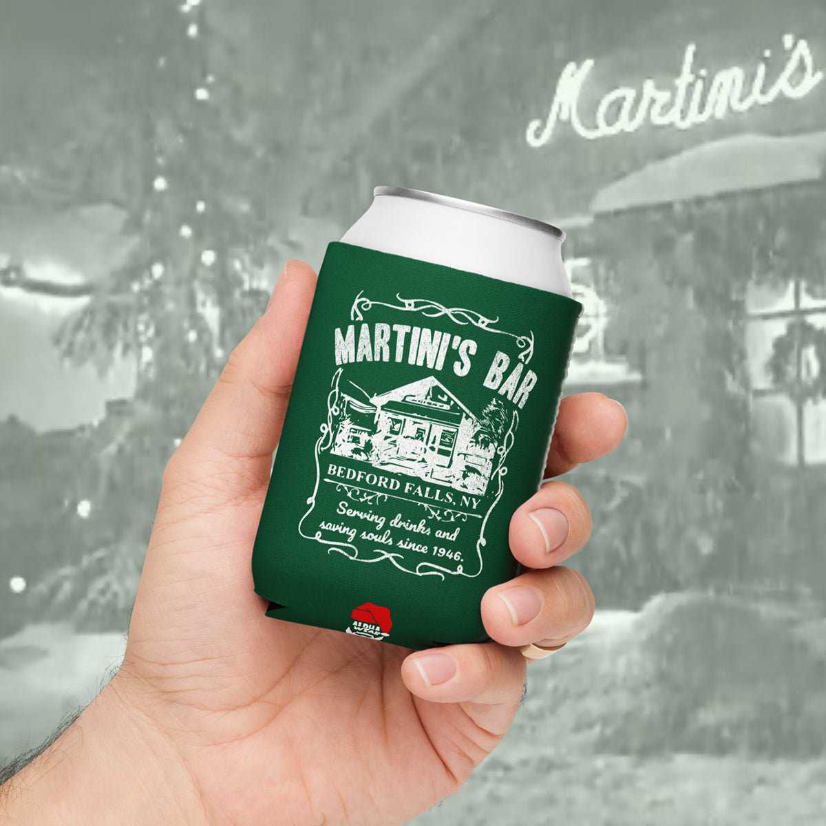 It’s a Wonderful Life “Martini’s Bar” Can Cooler Koozie Christmas Holiday by Alpha Wear