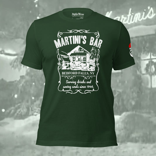 It’s A Wonderful Life “Martini’s Bar” Christmas Holiday T-Shirt by Alpha Wear