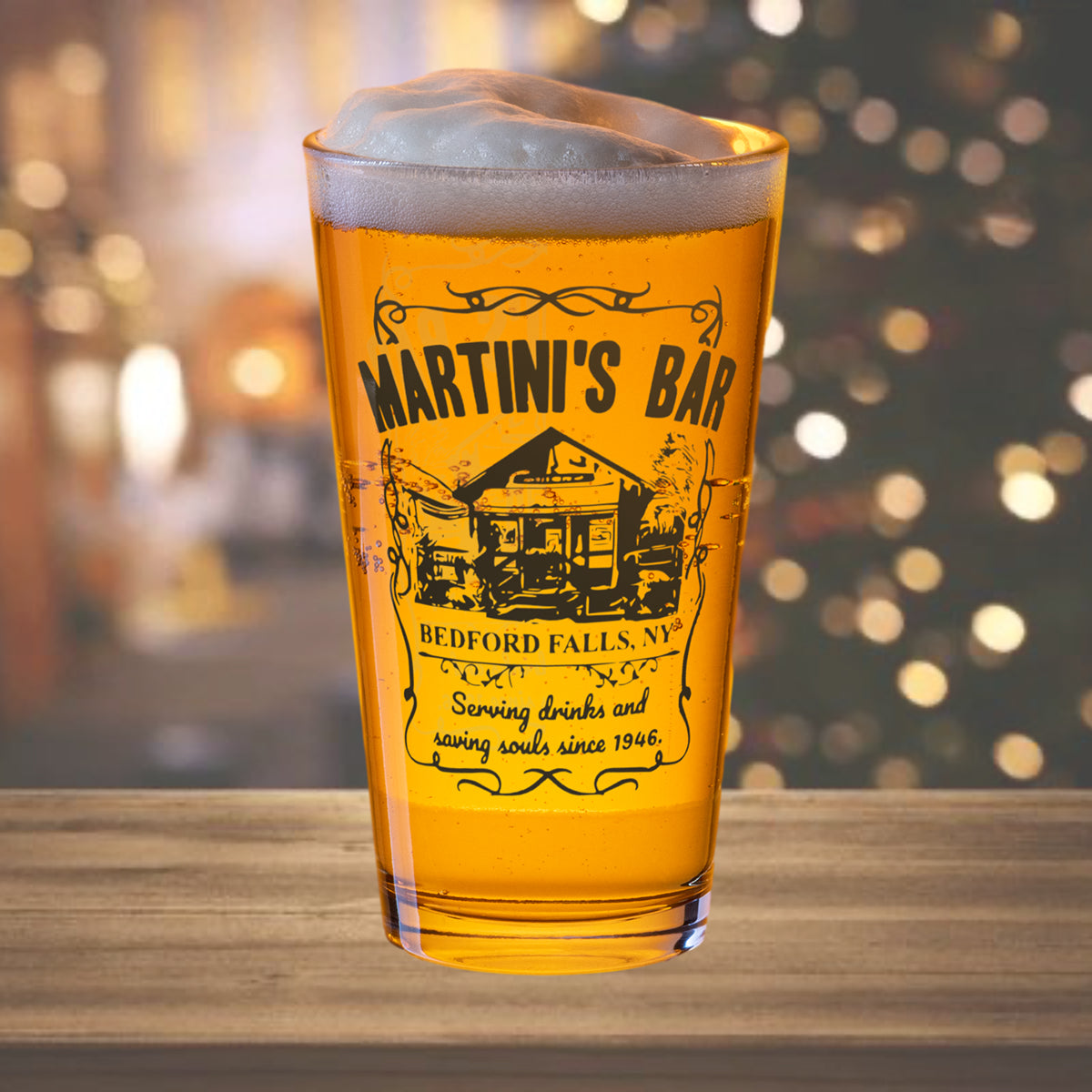 It’s a Wonderful Life “Martini’s Bar” Pint Glass Beer Mug by Alpha Wear