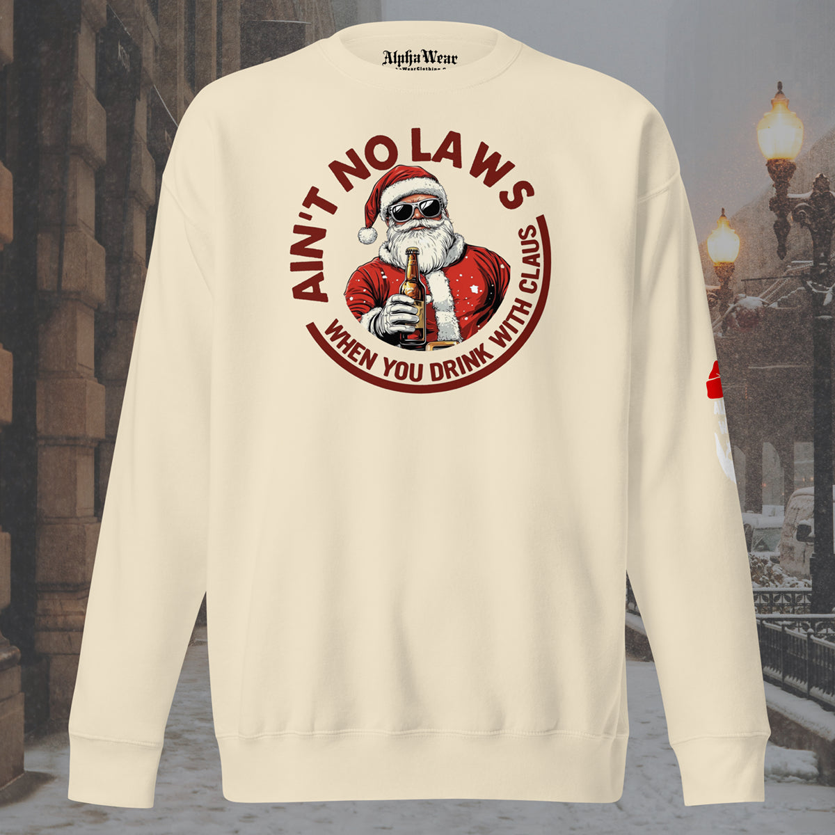 “Ain’t No Laws When You're Drinking with Claus” Noodie Crewneck Sweatshirt by Alpha Wear