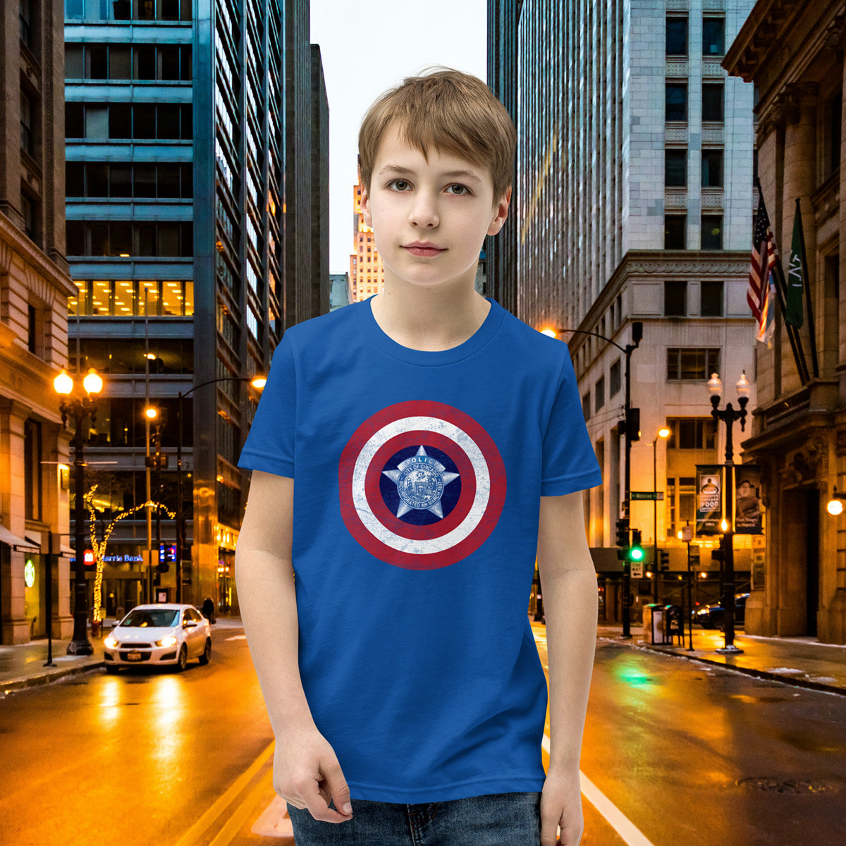 Chicago Police Captain America Youth Short Sleeve T-Shirt