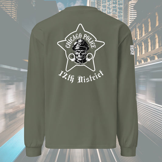 District 012 - Near West: Chicago Police Biker Inspired Heavy Weight Long Sleeve T-Shirt by Alpha Wear