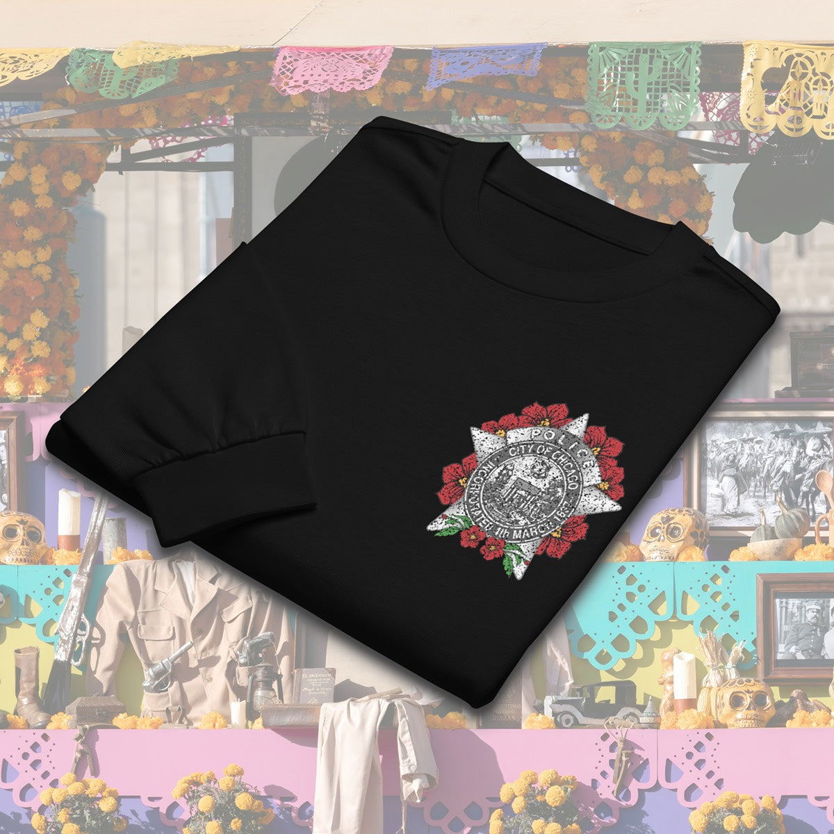 Día de los Muertos Chicago Police Crewneck Sweatshirt