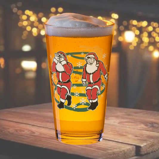 “Griddy Santa” Beer Mug Pint Glass Christmas Holiday by Alpha Wear