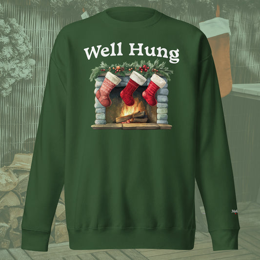 “Well Hung” Christmas Holiday Noodie Crewneck Sweatshirt by Alpha Wear