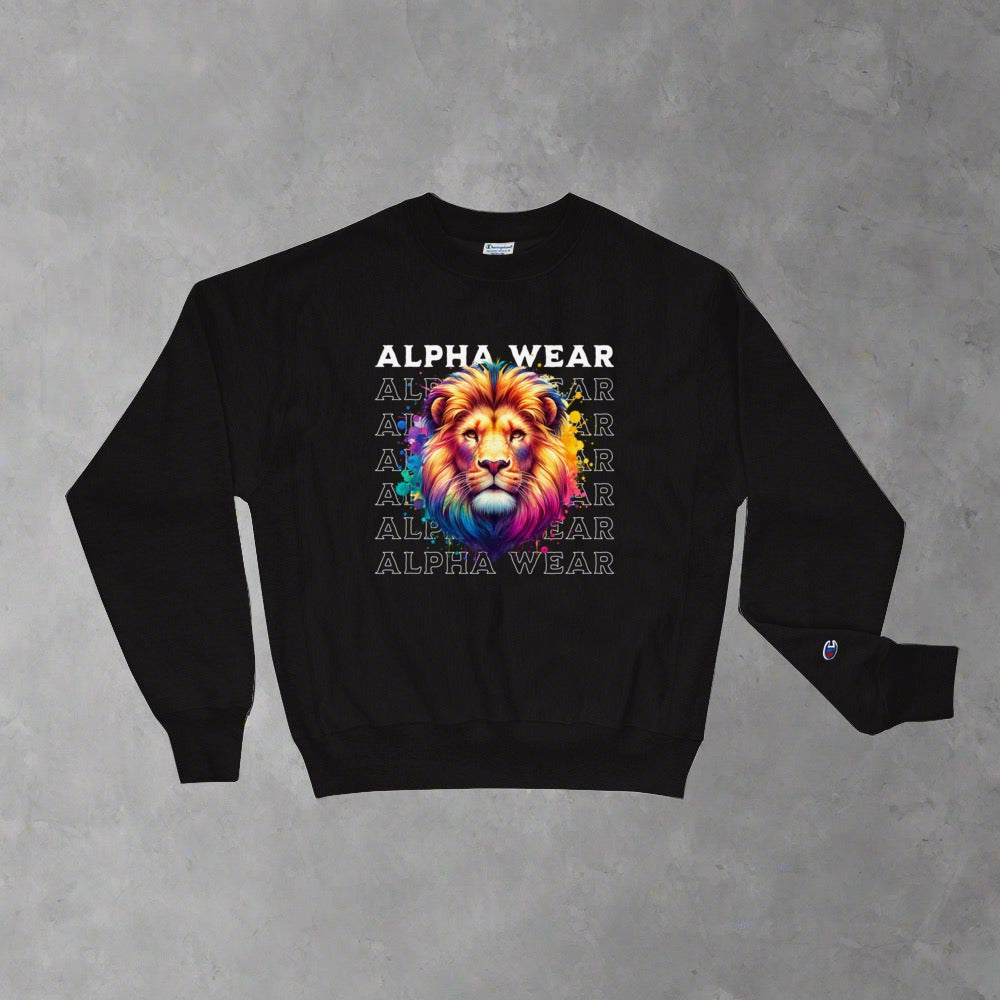 Alpha Wear Original "Alpha Lion - Color Splash" Champion Sweatshirt | Premium Athletic Apparel