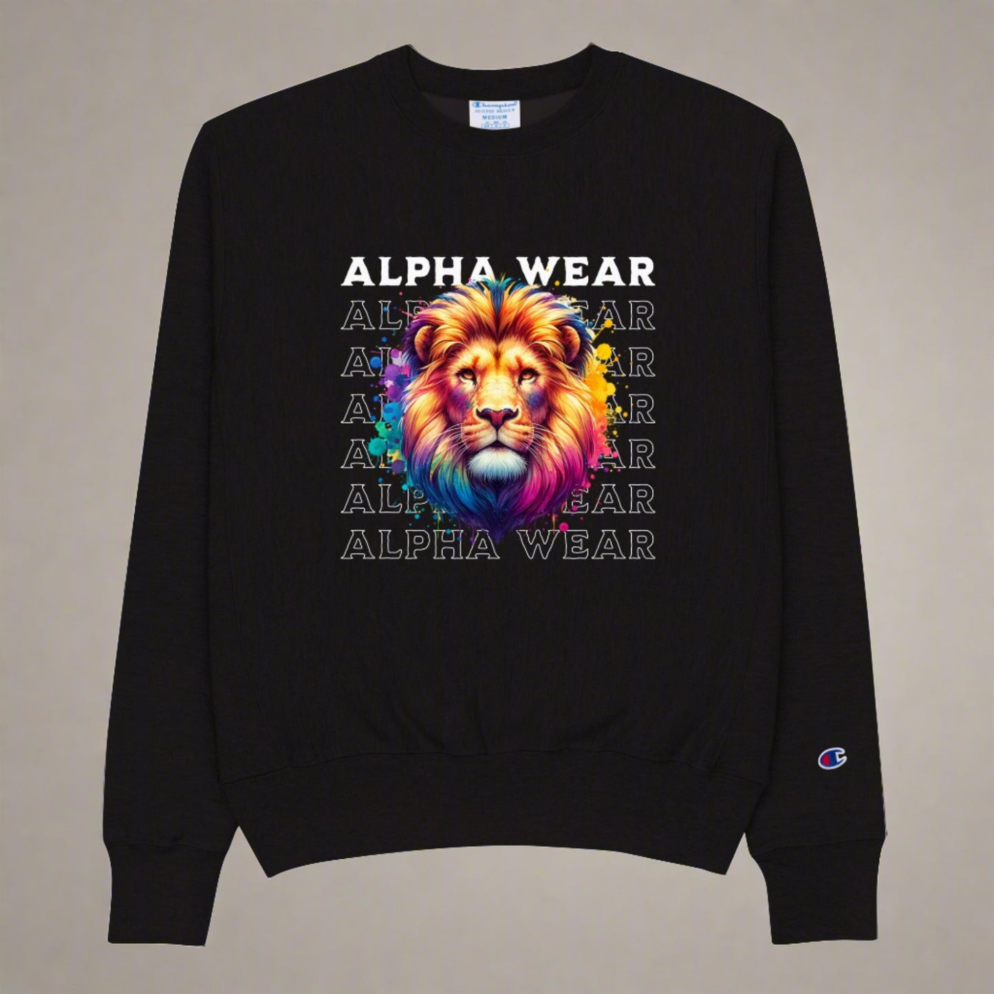 Alpha Wear Original "Alpha Lion - Color Splash" Champion Sweatshirt | Premium Athletic Apparel