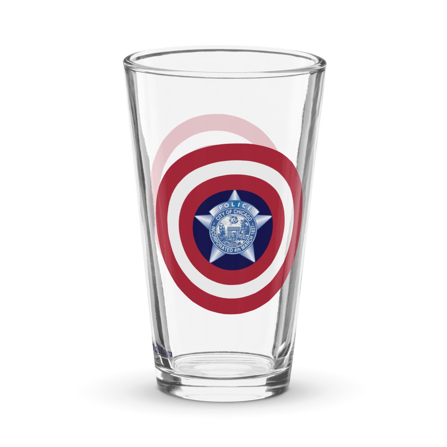 Chicago Police Captain America pint glass with CPD and shield logo design