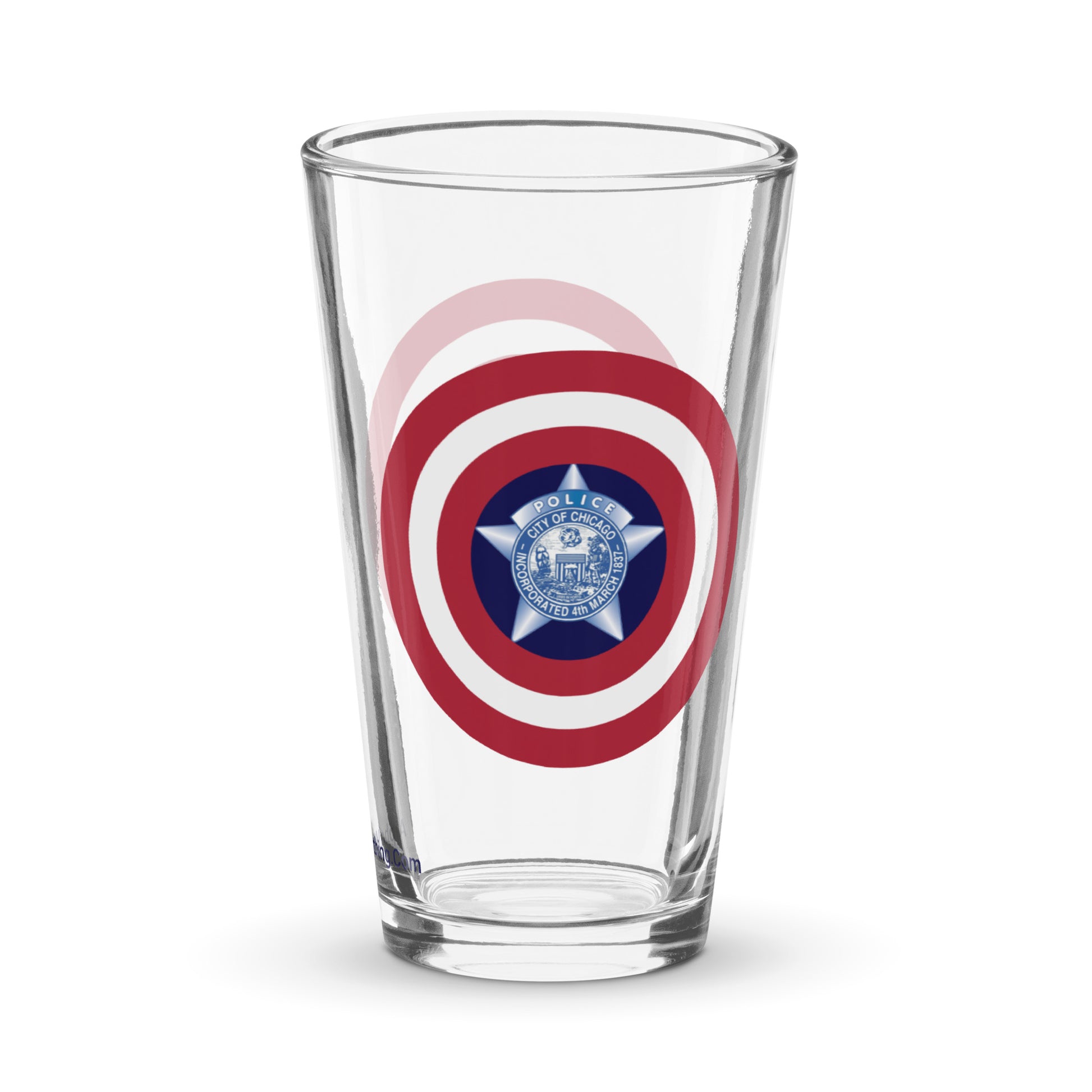 Chicago Police Captain America pint glass with CPD and shield logo design