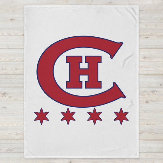 Chicago Hockey Club Old Time Hockey Throw Blanket by Alpha Hockey Club