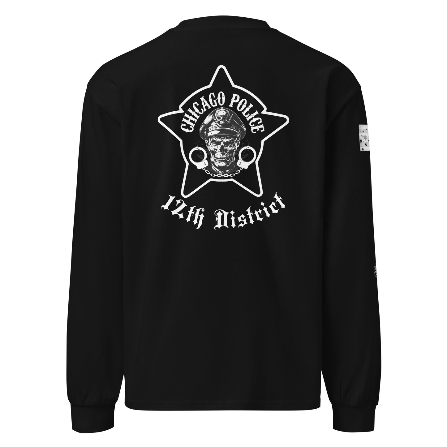 District 012 - Near West: Chicago Police Biker Inspired Heavy Weight Long Sleeve T-Shirt by Alpha Wear