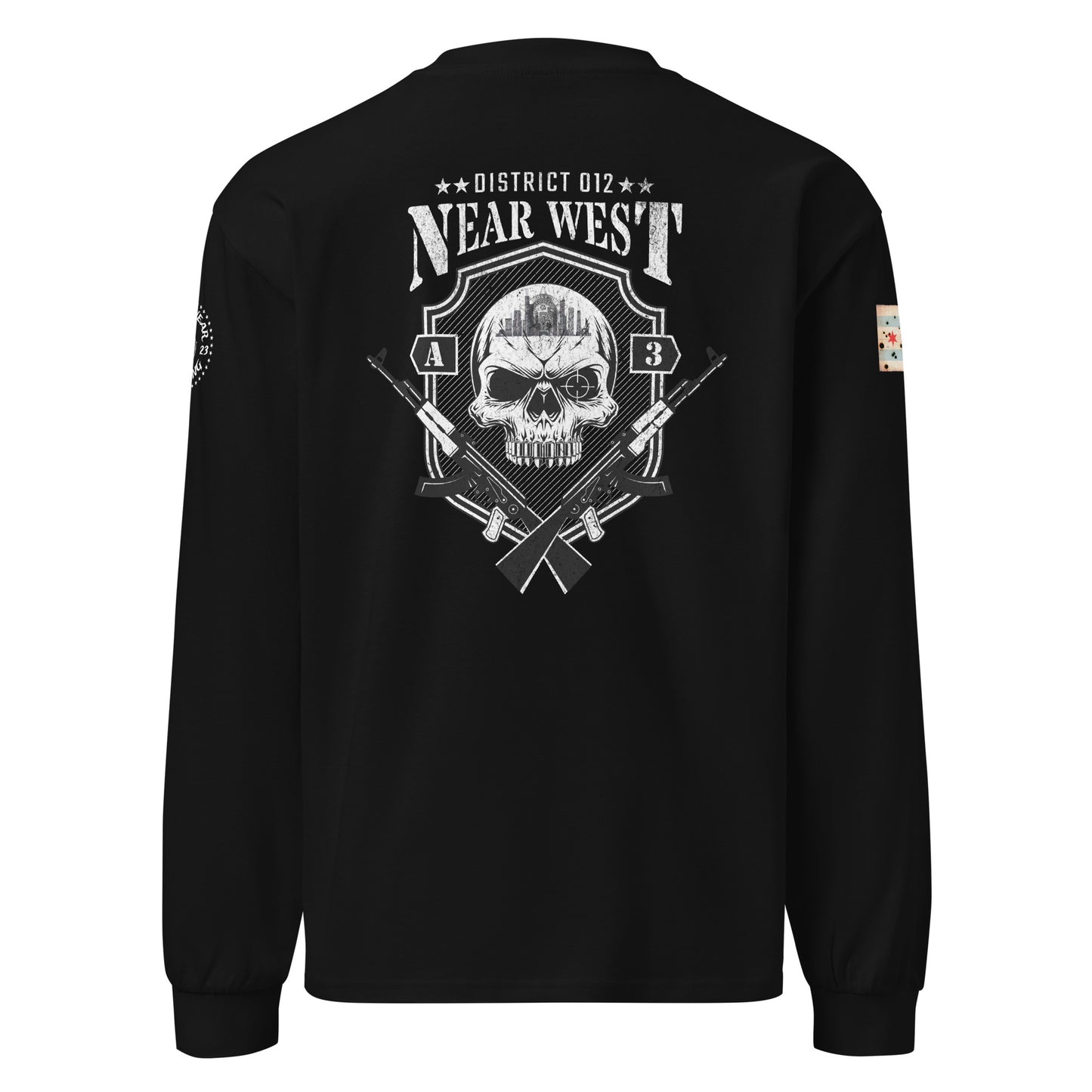 District 012 - Chicago Police 012th District Near West “Sniper Skull” Heavy Weight Long Sleeve T-Shirt by Alpha Wear