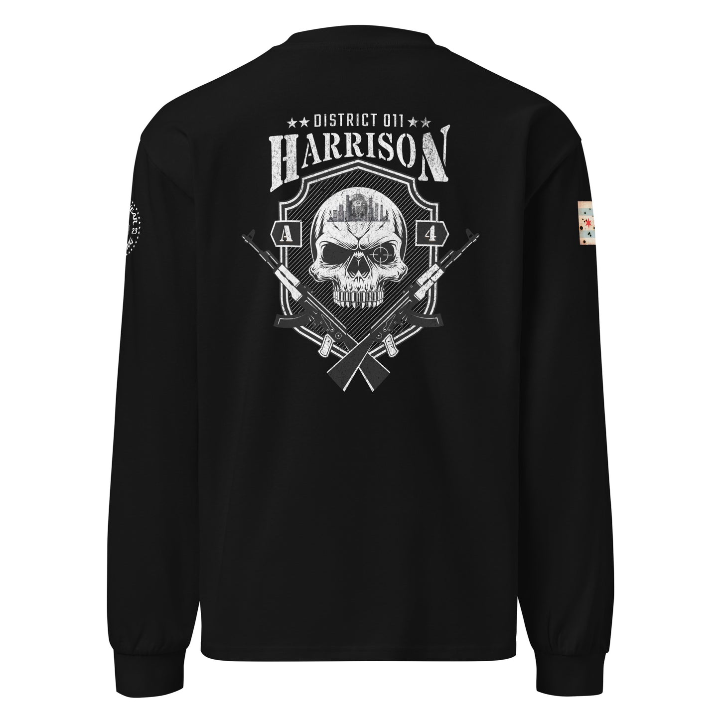 District 011 - Chicago Police 011th District Harrison “Sniper Skull” Heavy Weight Long Sleeve T-Shirt by Alpha Wear