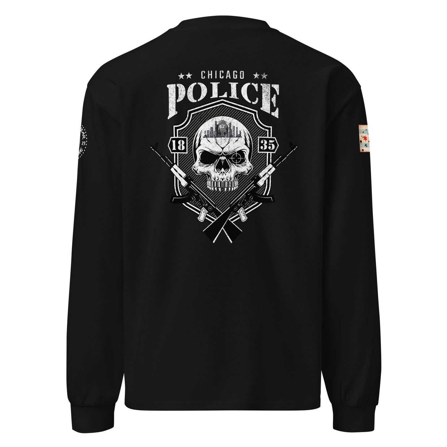 “Sniper Skull” Chicago Police Heavy Weight Long Sleeve T-Shirt  by Alpha Wear