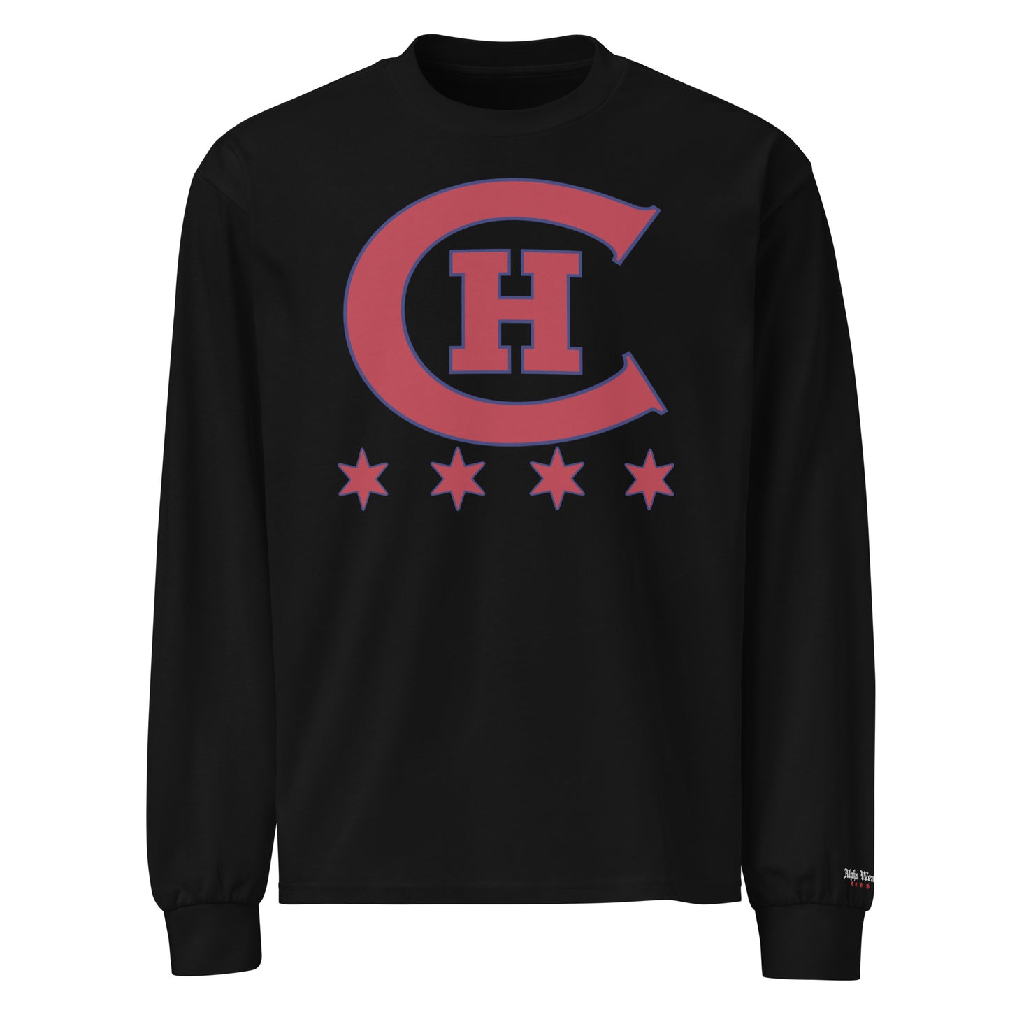 Chicago Old Time Hockey Customizable Premium Heavy Weight Long Sleeve T-Shirt by Alpha Hockey Club