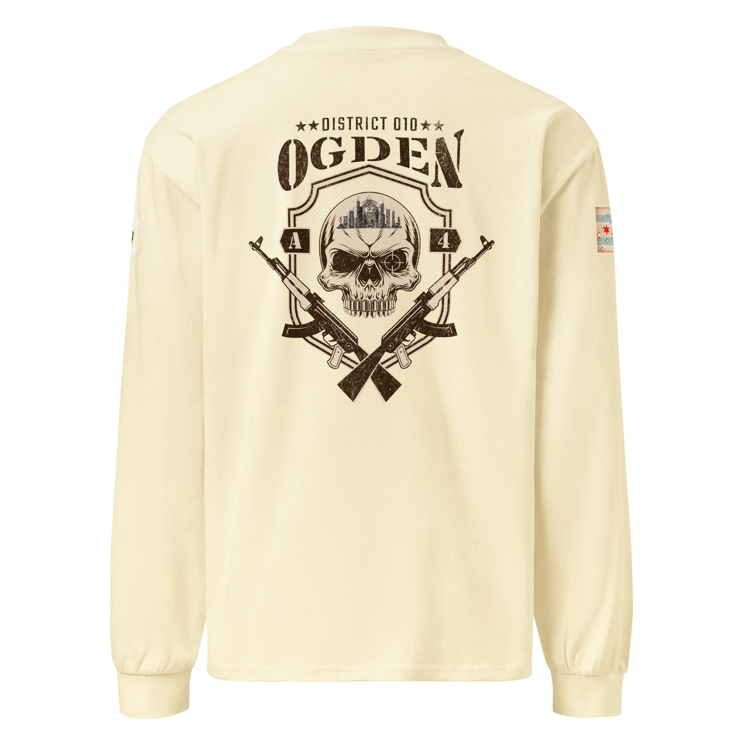 District 010 - Chicago Police 010th District Ogden “Sniper Skull” Heavy Weight Long Sleeve T-Shirt by Alpha Wear