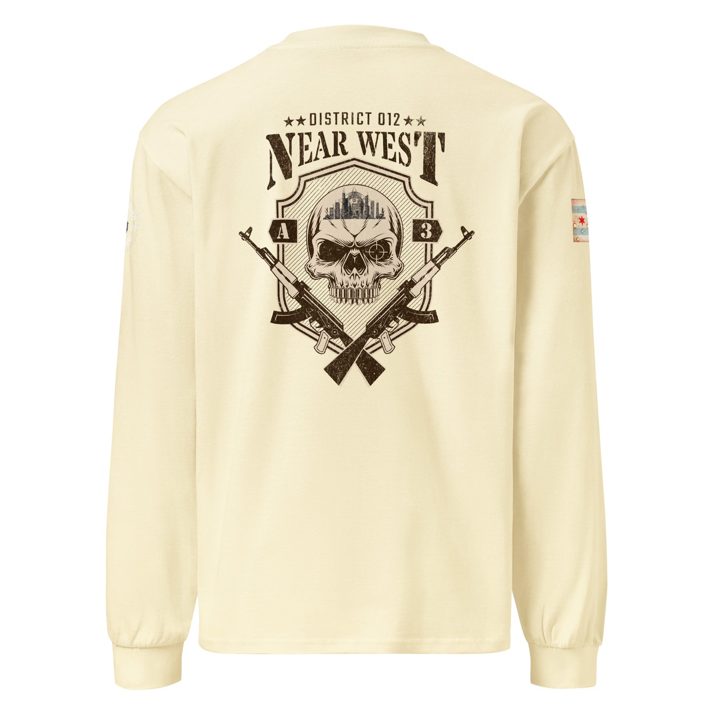 District 012 - Chicago Police 012th District Near West “Sniper Skull” Heavy Weight Long Sleeve T-Shirt by Alpha Wear